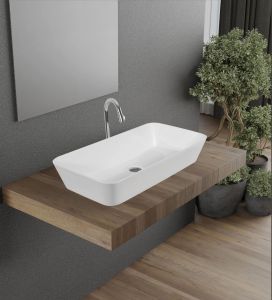 Rectangular White Ceramic Table Top Basin