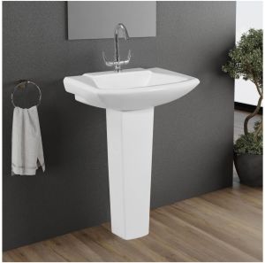 White Ceramic Wash Basin Pedestal