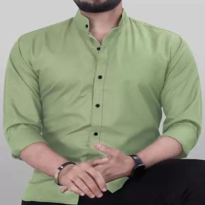 Mens Mocha Green Cotton Shirts