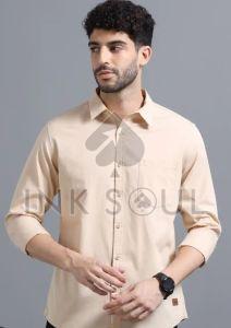 Mens Beige Cotton Shirts