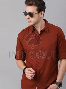 Mens Brown Cotton Shirts