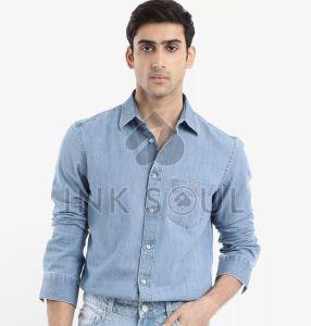 Mens Denim Blue Cotton Shirts