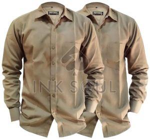 Mens Khaki Cotton Shirts