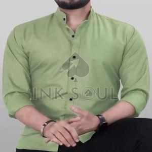 Mens Mocha Green Cotton Shirts