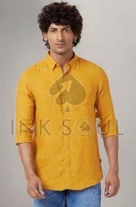 Mens Mustard Cotton Shirts