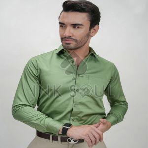 Mens Olive Green Cotton Shirts