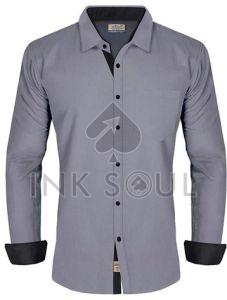 Mens Silver Cotton Shirts