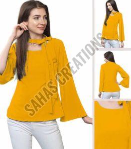 Mustard Plain Heavy Crepe Top