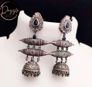 Ladies Blue Teardrop Dome Jhumka Earpiece