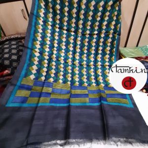 Ladies Diamond Grid Tussar Silk Stole