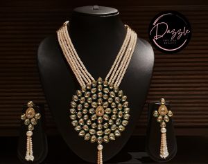 Ladies Green Pearl Pendant Jewelry Set