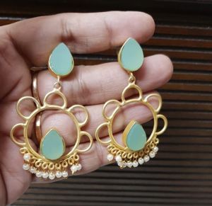 Ladies Mint Green Pearl Drop Earpiece