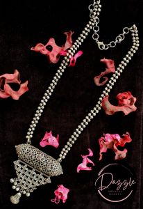 Ladies Silver Floral Pendant Necklace