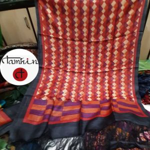 Womens Diamond Stripe Tussar Silk Stole