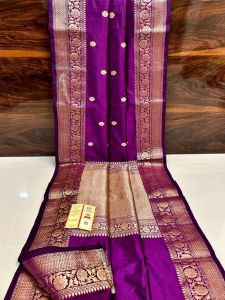 Womens Zari Floral Tussar Silk Stole