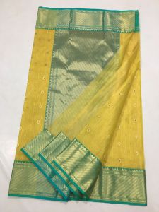 Zigzag Pallu Yellow Banarasi Saree