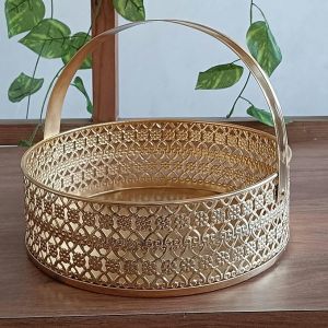 Brass Round Flower Basket Set
