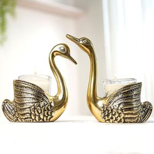 Brass Swan Candle Holder