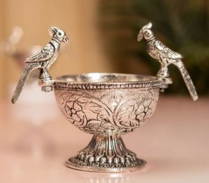 German Silver Parrot Bowl