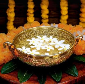 Golden Polished Brass Peacock Urli