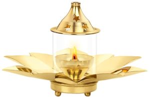 Kamal Pure Brass Diya With Glass