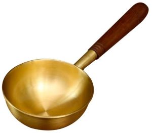 Premium Non Stick Brass Tadka Pan With Wooden Handle