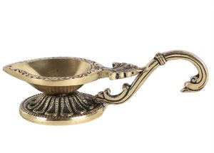 Pure Brass Diya with Swan Handle