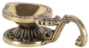 Pure Brass Diya with Swan Handle
