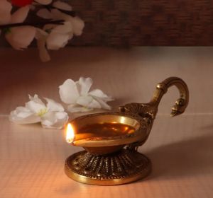 Pure Brass Diya with Swan Handle