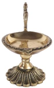 Pure Brass Diya with Peacock Handle