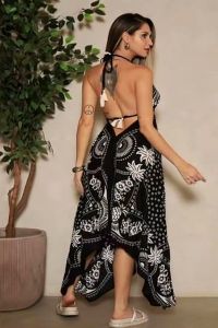 Black and White Batik Scarf Dress