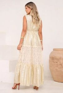 Handmade Cream Cotton Frill V Neck A-Line Maxi Dress