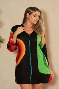 Multicolor Viscose Beach Short Dress