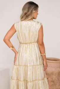 Handmade Cream Cotton Frill V Neck A-Line Maxi Dress