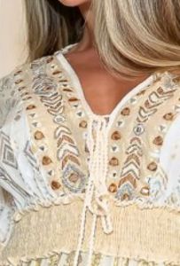 Ladies Printed Casual Frill Sleeves Maxi Dress