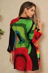 Multicolor Viscose Beach Short Dress