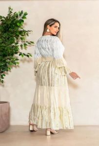 Ladies Printed Casual Frill Sleeves Maxi Dress