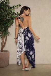 Blue and Black Batik Scarf Dress