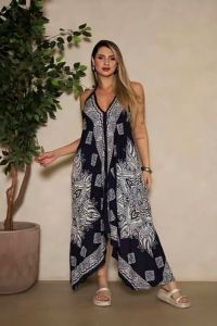 Black and White Batik Scarf Dress