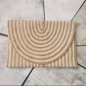 Ladies Brown Jute Clutch Handbag
