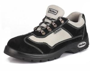 Sporty Leather Safety Shoes 758SD Black