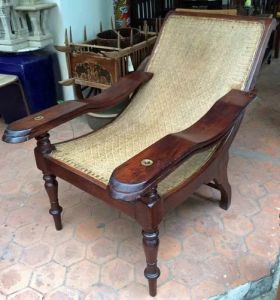 Curved Arm Cane Back Planter Chair