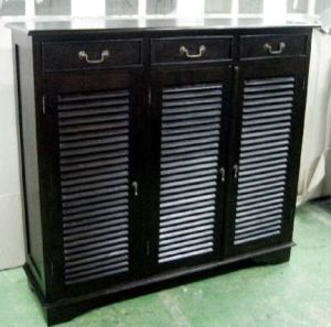 Three Door Wooden Shoe Cabinet
