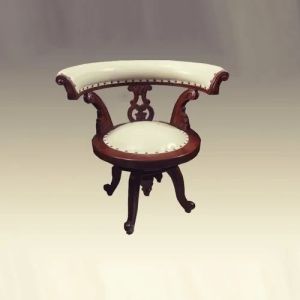 White Nailhead Curved Back Vintage Chair