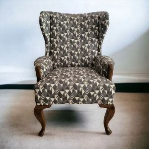 Wingback Arrow Print Upholstered Armchair