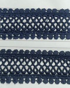 loop diamond motif dark blue polyester lace