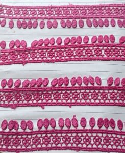 Loop Floral Motif Pink Polyester Lace