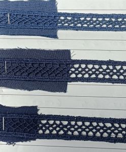 Multi Motif Navy Blue Crochet Pattern Polyester Lace