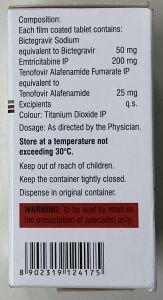 Bic Emtaf Bictegravir Emtricitabine Tenofovir Tablet