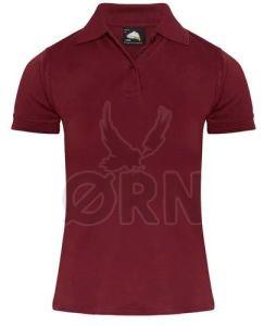 Ladies Cotton Maroon Polo T-Shirt